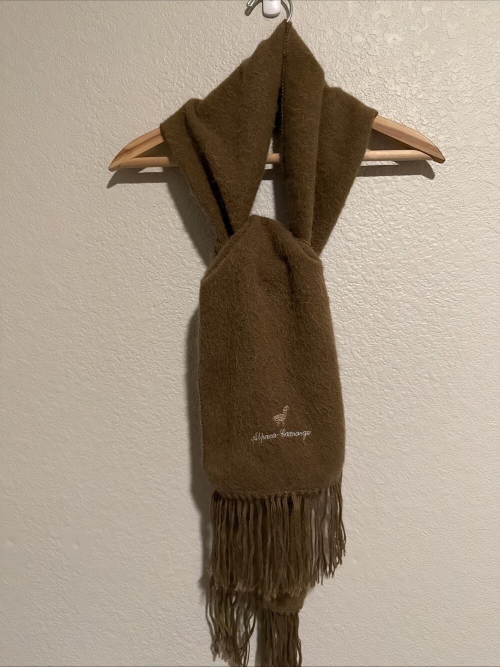 Alpaca Camargo Shawl Scarf Wrap Brown Fringe 70 X 9 Peru